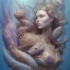 Placeholder: sango fantasy, fantasy magic, intricate, sharp focus, illustration, highly detailed, digital painting, concept art, matte, artgerm and paul lewin and kehinde wiley, masterpiece sexy lips Asain lady body mermaid lionfish head turquoise space lady beach sea under water mermaid seaweed