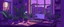 Placeholder: cat cozy purple computer desk night time window plants drawing