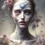 Placeholder: singer Danish MØ face, wildflower, facepaint, dnd character portrait, intricate, oil on canvas, intricate detail , soft smooth lighting, soft pastel colors, painted Renaissance style,watercolor illustration by <agnes cecile> <Yoji Shinkawa>, darkblue tones,