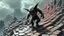 Placeholder: smite by god was the evil furry goblin gremlin man walking on a mountain of hexagon bricks in the style of Escher and Giger.