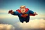 Placeholder: a thoroughly confused, frail, elderly and obese donald trump flying through the air dressed as superman