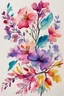 Placeholder: floral branch with pink, purple, yellow,red, turquoise water color