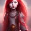 Placeholder: red hair little girl in a fantasy world