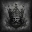 Placeholder: A king with a crown , Hyper Realistic Aerial Grungy Dark-Grey Brush strokes on a dark rustic background with charcoals