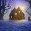 Placeholder: a witch house in the woods made of gingerbread, cerulean frosting, and pastel candies, 8k, flickering light, centered, high-quality, fine-detail, digital art, detailed matte, volumetric lighting, illustration, 3D octane render, brian froud, howard lyon, ben goossens, George Grie