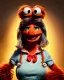 Placeholder: Portrait, waitress woman with monster muppet mask that covers her entire head, retro style, Sesame Street style, smooth, unreal engine 5, god lights, ray tracing, RTX, lumen lighting, ultra detail, volumetric lighting, 3d.