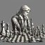 Placeholder: illustration of A digital artificial world of social media filled with chess pieces, each one representing a different strategy. a person thinking about the complex game of strategy.