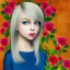 Placeholder: portrait borders head blond Princess with great bobs long hairs blue eyes no top with roses