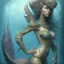 Placeholder: sango fantasy, fantasy magic, intricate, sharp focus, illustration, highly detailed, digital painting, concept art, matte, artgerm and paul lewin and kehinde wiley, masterpiece sexy lips African lady crab body mermaid tiger head turquoise space lady beach sea under water mermaid seaweed