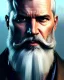 Placeholder: "MIddle aged white human male, with a trimmed but uneven beard, piercing eyes with slick back hair, full-scale head and shoulders portrait, 8k resolution concept art portrait by Greg Rutkowski, Artgerm, WLOP, Alphonse Mucha dynamic lighting hyperdetailed intricately detailed Splash art trending on Artstation triadic colors Unreal Engine 5 volumetric lighting Splash art fantasy"