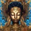 Placeholder: Sango fantasy, fantasy magic, intricate, sharp focus, illustration, highly detailed, digital painting, concept art, matte, art germ and Paul Lewin and Kehinde Wiley, masterpiece silver elephant head bronze Buddha Asian girl nice breast turquoise golden waves