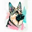 Placeholder: t-shirt vector, a german shepherd, pastel colors