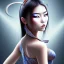 Placeholder: Asian woman with dark blue eyes