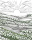 Placeholder: B/W outline art,coloring book page, full white, super detailed illustration for adult,cartoon style "Vegetable Farm: Illustrate a painting showing an intertwined green vegetable farm with fruit trees on the side. Farmers can be shown working in the fields, and birds flying in the blue sky.", crisp line, line art, high resolution,cartoon style, smooth, law details, no shading, no fill, white background, clean line art,law background details, Sketch style, strong and clean outline, strong and blac