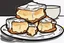 Placeholder: deep fried cheesecake bite, with a bite taken out clean vector style, bold outline