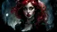 Placeholder: Graphic Novel Full Body Portrait Of Disney Ariel, Gorgeous Red Hair, Big Wide Set Eyes, Cute Nose, Big Pouty Lips, Unique Moody Face, Femme Fatale, Black teddy and stockings At Night, Cinematic Detailed Mysterious Sharp Focus High Contrast Dramatic Volumetric Lighting,:: dark mysterious esoteric atmosphere :: digital matt painting by Jeremy Mann + Carne Griffiths + Leonid Afremov, black canvas, dramatic shading, detailed face