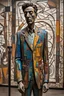 Placeholder: A life-size, emotionally charged male figure of Alberto Giacometti, carved with intricate details borrowed from Henry Moore's design language. Picasso's vivid colors paint the figure with a heavy dose of emotion, while Egon Schiele's expression fuels the intensity of his expression. Zoran's intricate music details emerge in the background in the form of a swirling, rhythmic pattern, adding an unusual dimension to the painting.