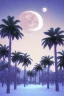 Placeholder: 1980's aesthetic vaporwave palm trees with lighting with moon in the winter snow