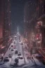 Placeholder: New York street, Realistic night christmas, snow, 4k, big tree christimas