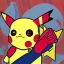 Placeholder: portrait of Pikachu wearing iron man suit highly detailed stormy background