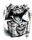 Placeholder: mimic treasure chest with teeth rpg art black and white sketch