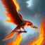 Placeholder: a phoenix with one watery wing and one fiery flaming wing, phoenix bird, realistic, intricately detailed