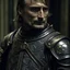 Placeholder: mads mikkelsen dresses in knight's armour, head fully in frame, high quality photo