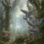 Placeholder: one cougar in blue and white battle armor, a highly detailed illustration, background of Inka jungle, realistic render, 8 k, micro detail, intricate, elegant, centered, digital painting, Artstation, smooth, sharp focus, illustration, artgerm, tomasz alen kopera, peter mohrbacher, donato giancola, joseph christian leyendecker, wlop, boris vallejo