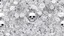 Placeholder: tracery of flowers and skulls, black and white, Maximum minimalism