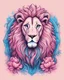 Placeholder: Holy Lion's Blessing in color sketch note pink and blue print art style