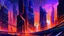 Placeholder: A digital painting with sharp lines and precise geometric shapes, showcasing a futuristic cityscape at dusk. The buildings are sleek and angular, with neon lights illuminating the streets below. The sky is a blend of deep purples and oranges, creating a dramatic backdrop.