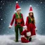 Placeholder: two elves. woman and man. Christmas scene. photorealistic. low-key