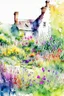 Placeholder: abstract watercolour english cottage garden in the style of jean haines, centred