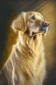 Placeholder: retriever dog , light background, in the style of degas