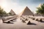 Placeholder: urban design tourist walkway with the pyramids , street seating