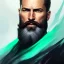 Placeholder: "MIddle aged white human male, with a trimmed but uneven beard, piercing green eyes with slick back hair, full-scale head and shoulders portrait, 8k resolution concept art portrait by Greg Rutkowski, Artgerm, WLOP, Alphonse Mucha dynamic lighting hyperdetailed intricately detailed Splash art trending on Artstation triadic colors Unreal Engine 5 volumetric lighting Splash art fantasy"