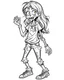 Placeholder: cartoon girl zombie, coloring image, full body (((((white background))))), only use an outline., real style, line art, white color, clean line art, white background, Sketch style