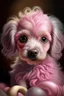 Placeholder: full puppy,sweet beautiful pink puppy. beautiful long curly wavy hair, big gray eyes looking at you, digital painting