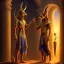 Placeholder: A magic door opening to Anubis with woman, high quality, high details , hd, hyper realistic, magic style ,