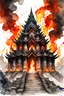 Placeholder: pathfinder temple of fire, ink wash and watercolor, 8k, ArtStation, DeviantArt