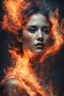 Placeholder: An abstract and captivating digital artwork, portrait of a woman with burning edges