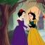 Placeholder: Snow White meets a witch selling poisoned apples