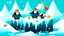 Placeholder: fantasy cartoon illustration: Penguins float on an iceberg with Christmas presents