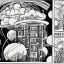 Placeholder: Village in the cosmos in Winsor McCay style and dr seuss style