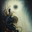 Placeholder: visual necromancy, wages of sin and regression of time, gnostic deep sea diver, surreal abstract horror, imagine if Zdzislaw Beksinski composed, by Klimt, by Ray Johnson, visceral, unsettling, fantastically sophisticated, matte oil painting