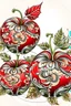 Placeholder: apples in brown and red on a white background in baroque style