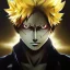 Placeholder: Detailed anime portrait of bakugo from my hero academia, gold hair and golden eyes, black suit, intricate details, full body portrait, keep head in frame, slight smile, black Japanese motif, concept art, highly detailed, digital painting, concept art, sharp focus, illustration, art by Yoji Shinkawa, WLOP and greg rutkowski and alphonse mucha and artgerm and yanjun Chen and Junji ito and Makoto Shinkai, HDR, octane render