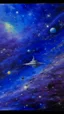 Placeholder: A violet galaxy with spaceships and stars painted by Claude Monet