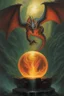 Placeholder: magic orb dripping with dragon fire. cloned wings. fantasy setting. painted by Jeff Easley