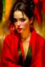 Placeholder: a beautiful woman with nice eyes, nice lips, in red cloths. art by Jeremy Mann,